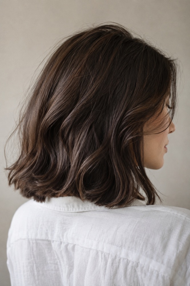 A softly shaped dark bob in natural light &mdash; inspiration photograph.